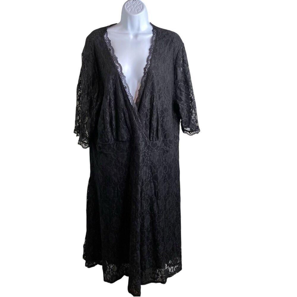 PINUP FASHION Women's Black Lace‎ Dress Size 26W Evening Party Event Witchy Glam